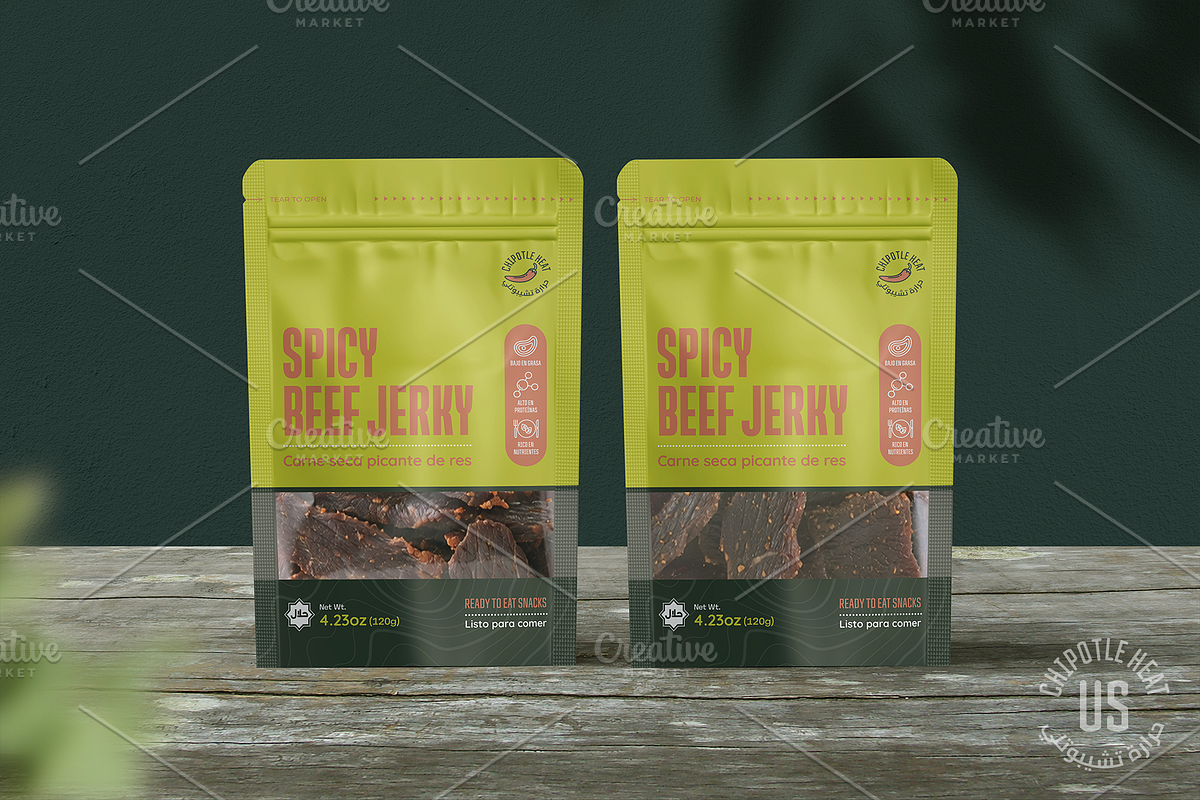 Spicy Beef Jerky Pouch Template US, a Marketing Template by fisihsani (Photo 1 of 6)
