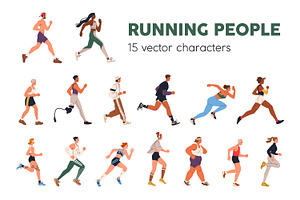 Sporty people running, jogging set, a Sport Illustration by Good Studio