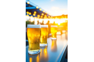 Refreshing beers on outdoor table at, a Food & Drink Photo by Lermont51