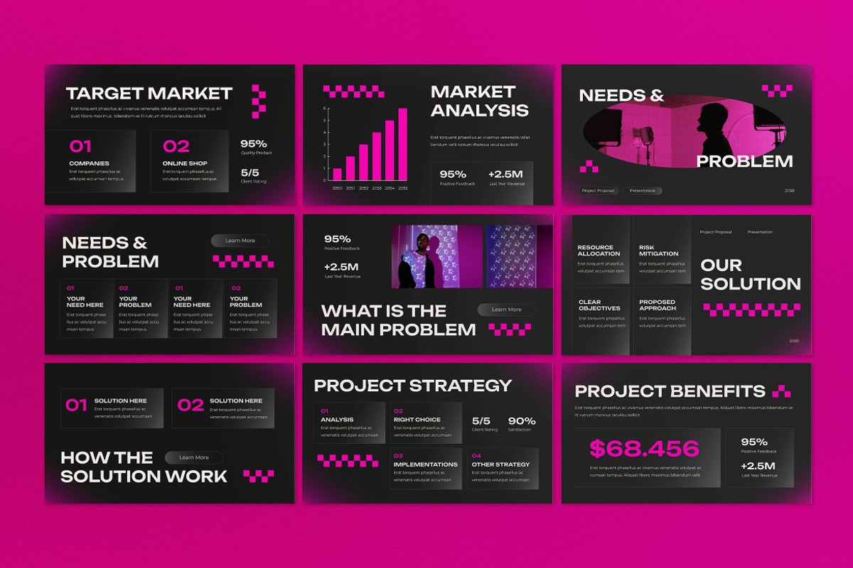 Black Gradient Project Proposal PPT, a Presentation Template by graphicook (Photo 3 of 4)