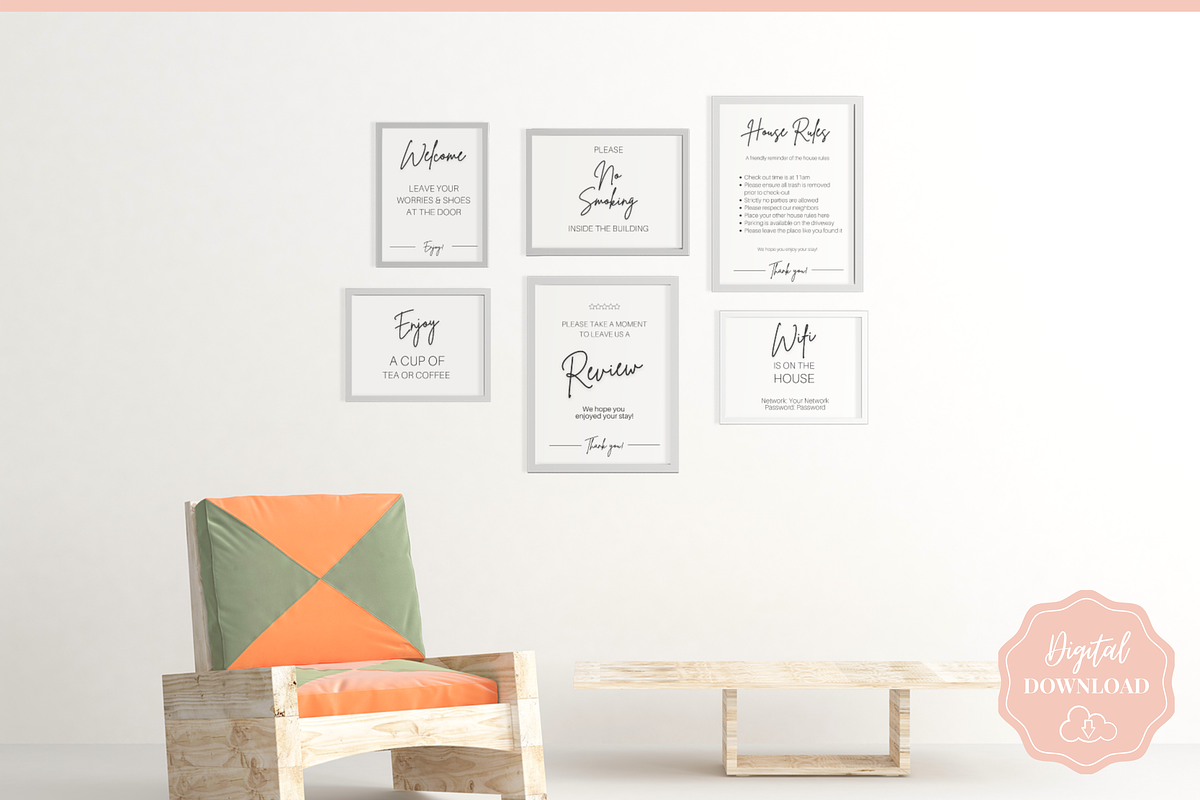 Airbnb Sign & Poster Template Bundle, a Brochure Template by Templatables (Photo 4 of 10)