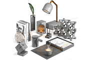 Brutalist architectural decor set, an Object 3D Model by Archidizer (Thumbnail 1 of 6)
