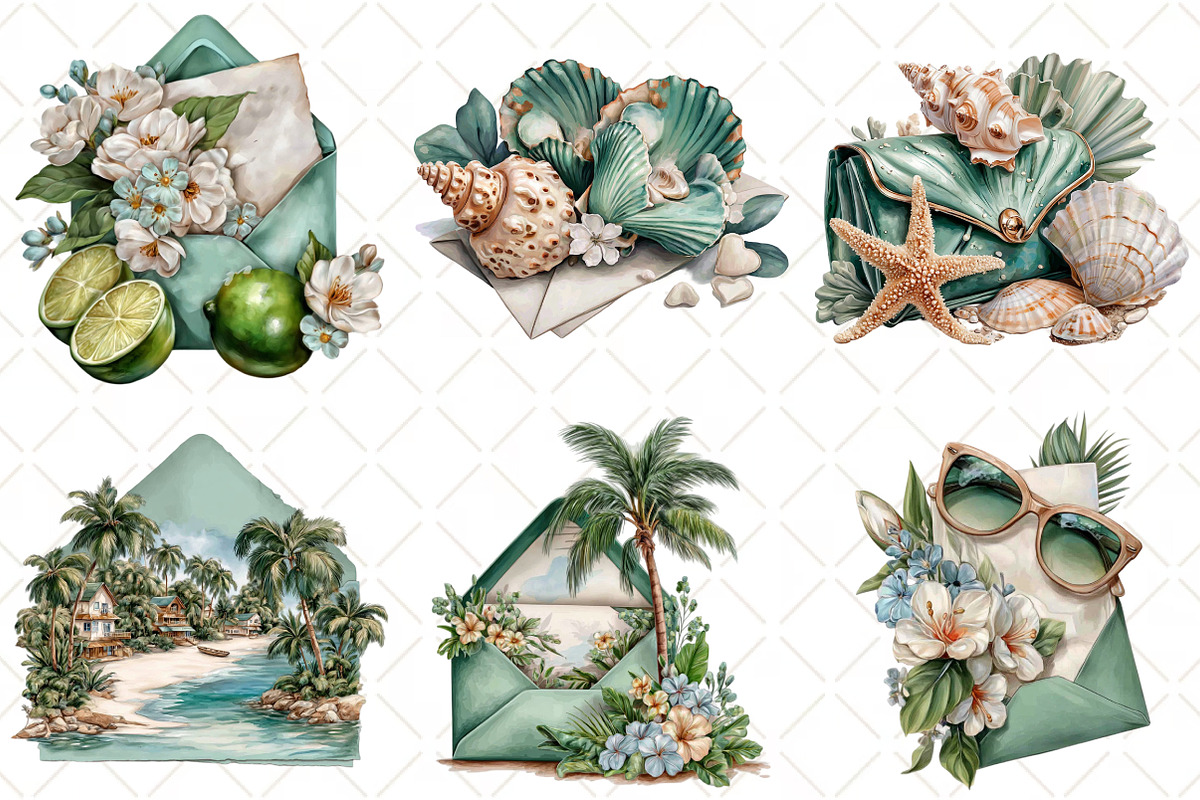 Whimsical Summer Envelope Clipart, an Illustration by Black Bird Studio (Photo 4 of 5)