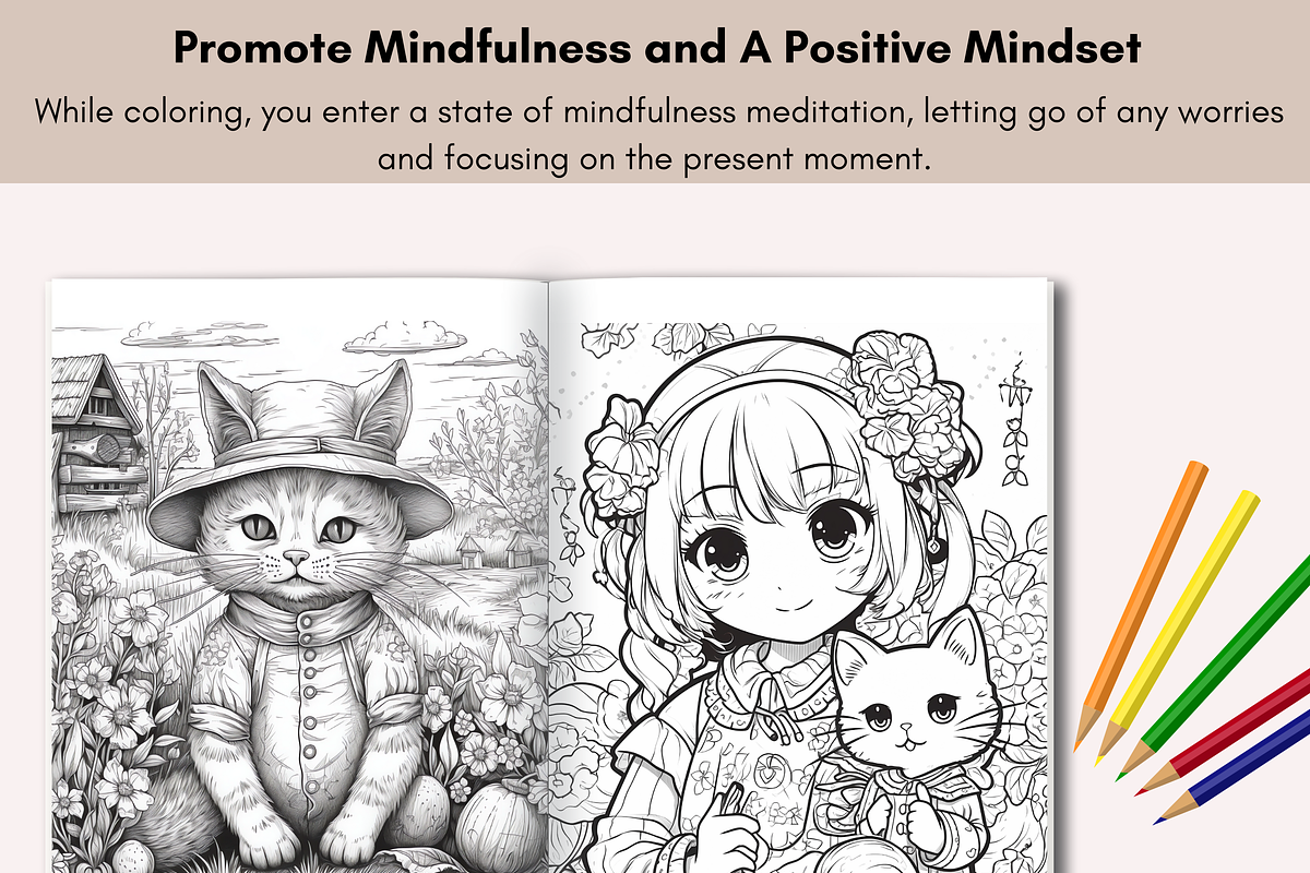 30 Cute Cat Coloring Book for Adults, an Animal Illustration by LA Design (Photo 6 of 10)
