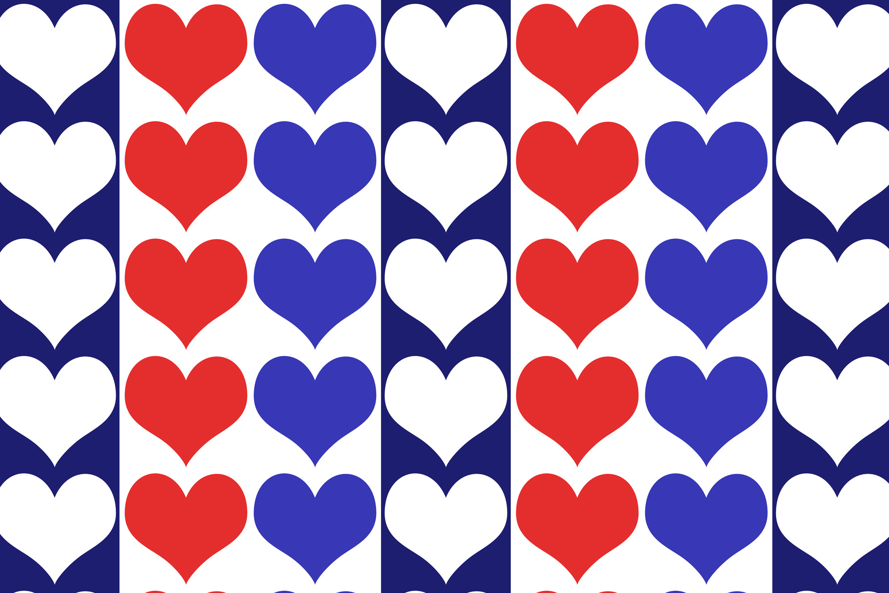 Patriotic Heart Stripe Seamless Repeat