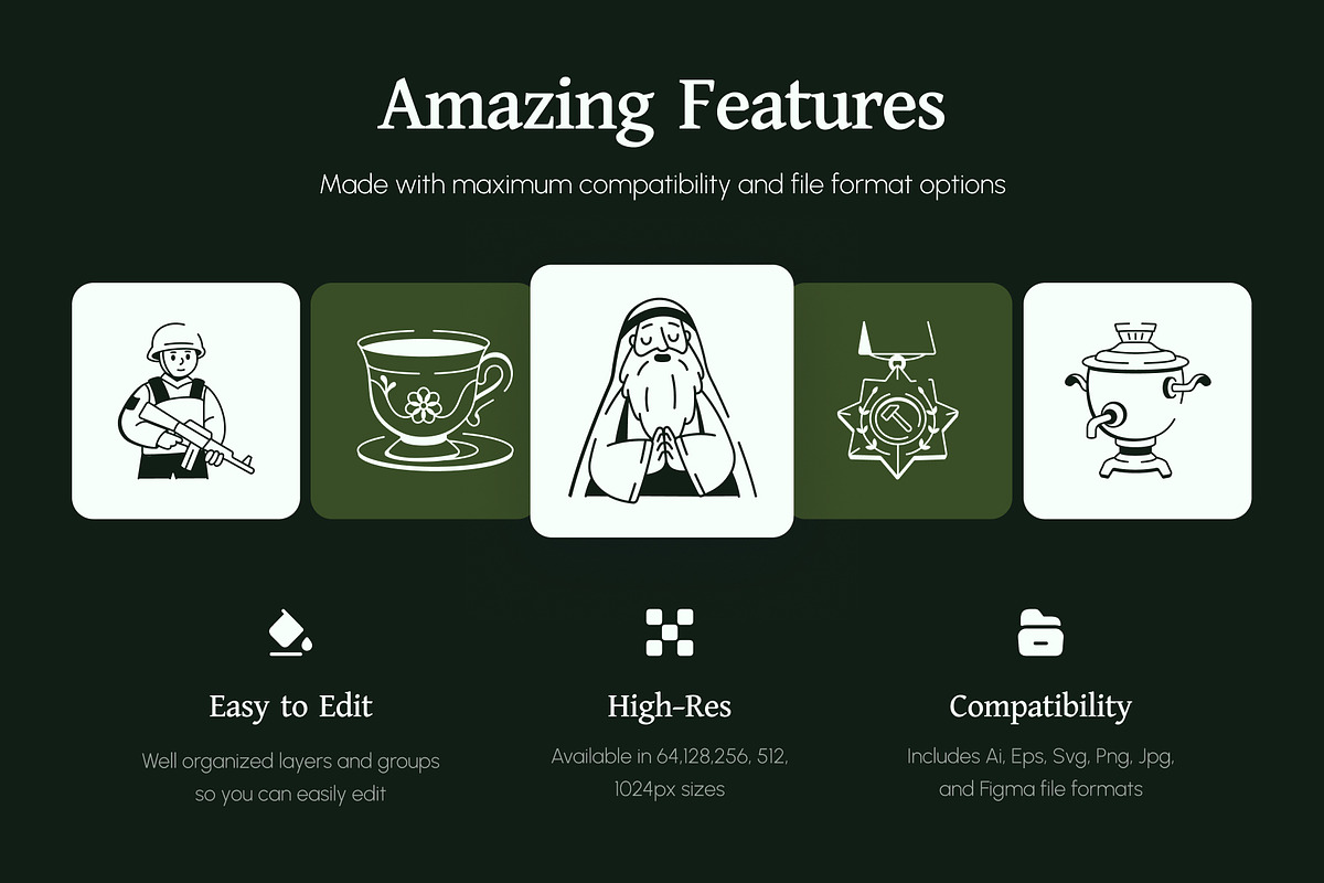 Russian Doodle Icon, an Outline Icon by Vectors Market (Photo 2 of 8)