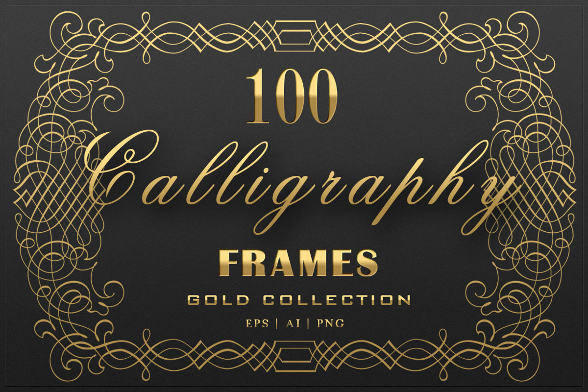 100 Calligraphic Vector Frames Set, a Decorative Illustration by Zver (Photo 1 of 6)