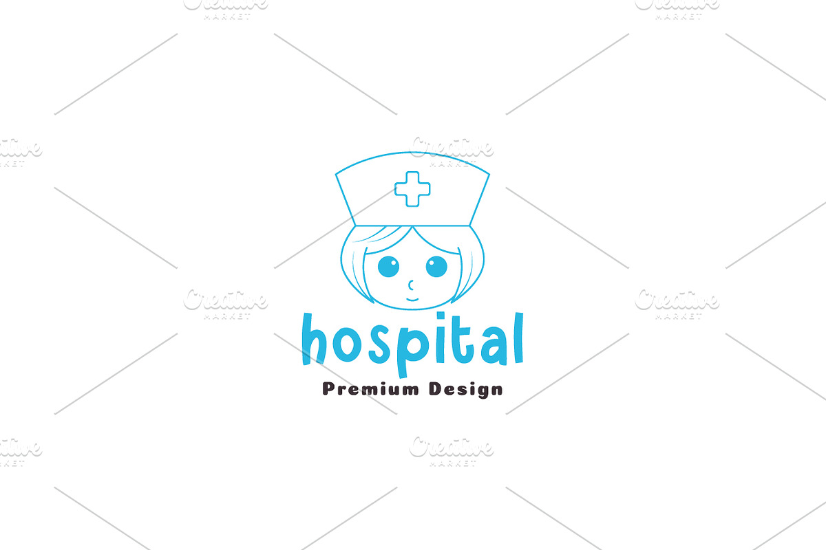 nurse cute lines cartoon logo, a Branding & Logo Template by devastd