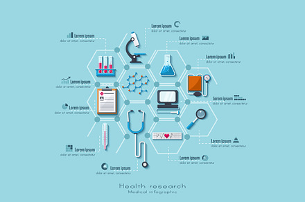 Medical research infographic set