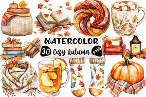 Cozy Autumn Sublimation Clipart, an Illustration by Black Bird Studio