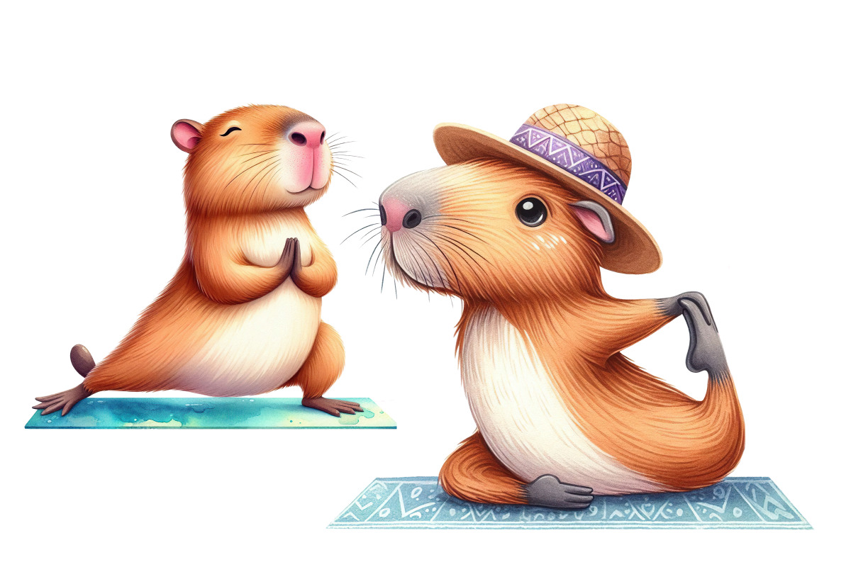 Capybaras yoga PNG collection, an Animal Illustration by Whimsy Brush Studio (Photo 8 of 9)