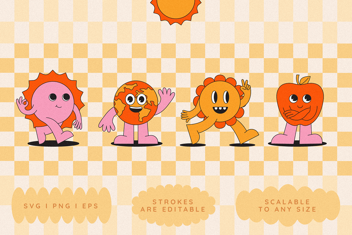 Retro stickers - vector elements, a Background Graphic by venimo (Photo 3 of 9)