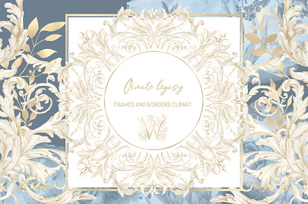 Watercolor Baroque Frames Clip Art, a Decorative Illustration by WonderWonder