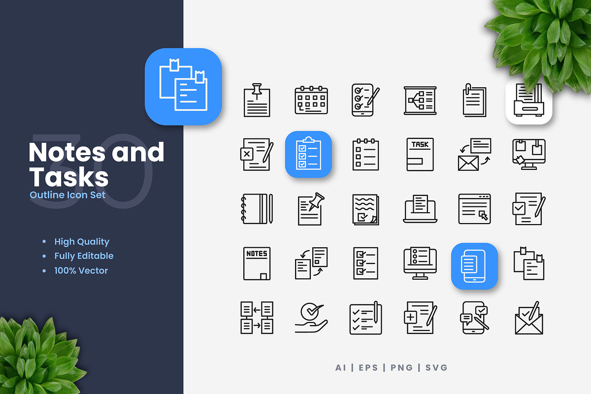 Notes and Tasks Outline Icons, an Outline Icon by Upnowgraphic