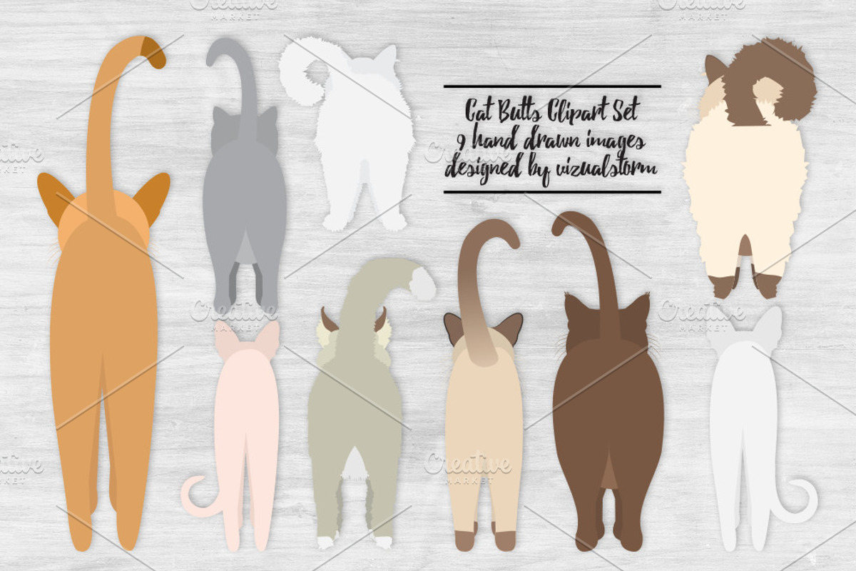 Cat Butts Illustrations, an Animal Illustration by VizualStorm