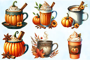 Watercolor Fall Coffee Clipart, an Illustration by Craft Nest (Thumbnail 4 of 9)