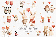 Valentines animal clipart, an Object Graphic by MyLittleMeow (Thumbnail 1 of 6)
