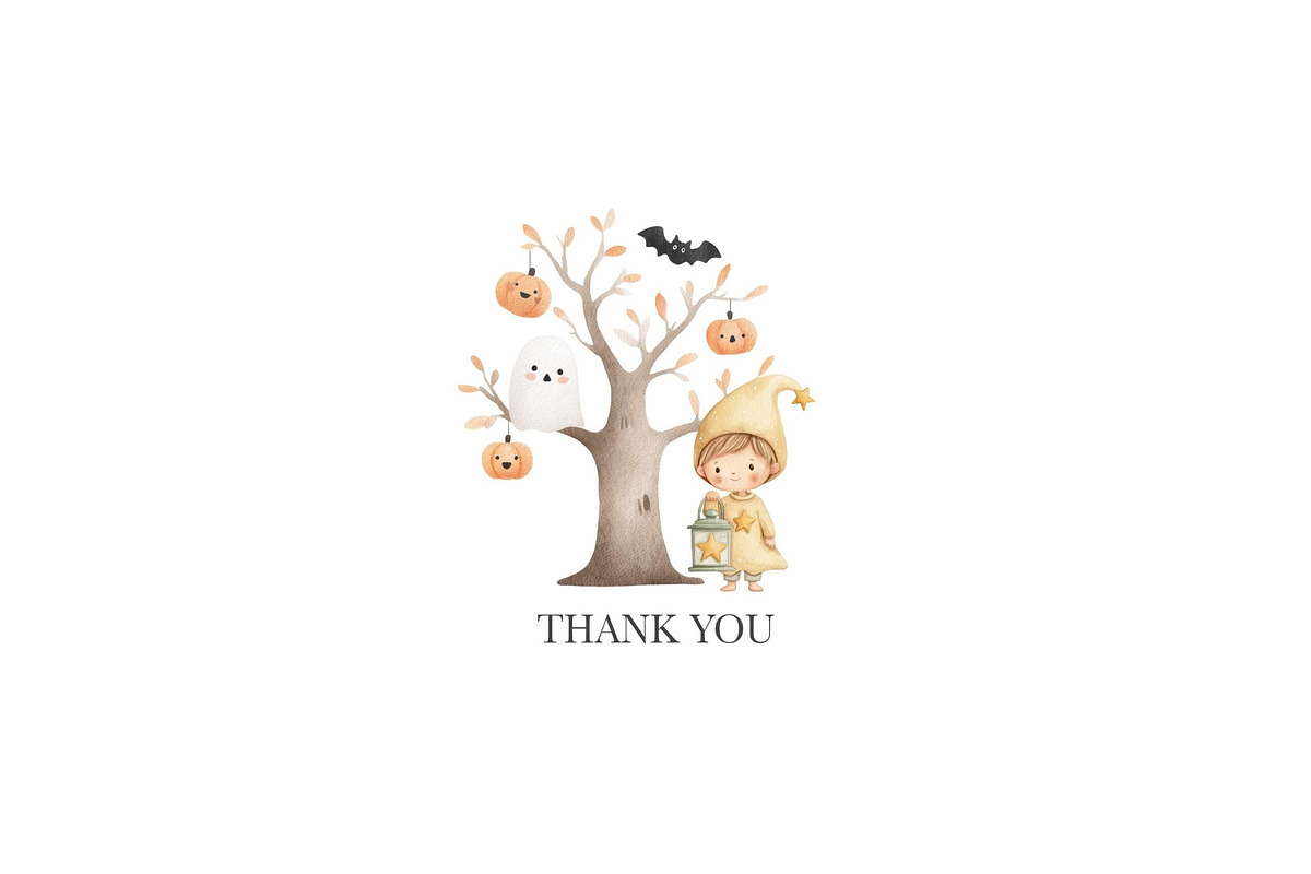 Watercolor Halloween Kids Clipart, an Illustration by CharmClipart (Photo 8 of 8)