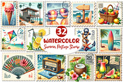 Summer Beach Postage Stamp Clipart, an Illustration by Dream Creation (Thumbnail 1 of 4)