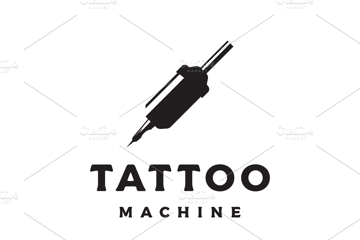 vintage tattoo studio machine logo d, a Branding & Logo Template by LOGOCREATIVE