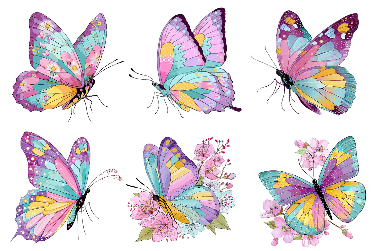 Whimsical Spring Butterfly Clipart, an Illustration by Dream Creation (Photo 5 of 6)