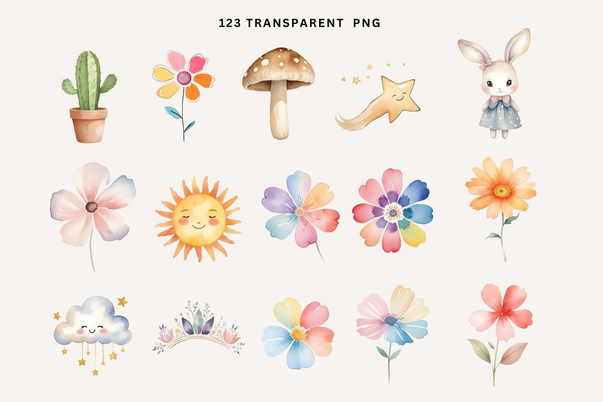 Boho Baby watercolor Clipart PNG, an Animal Illustration by Coral Beauty (Photo 9 of 9)