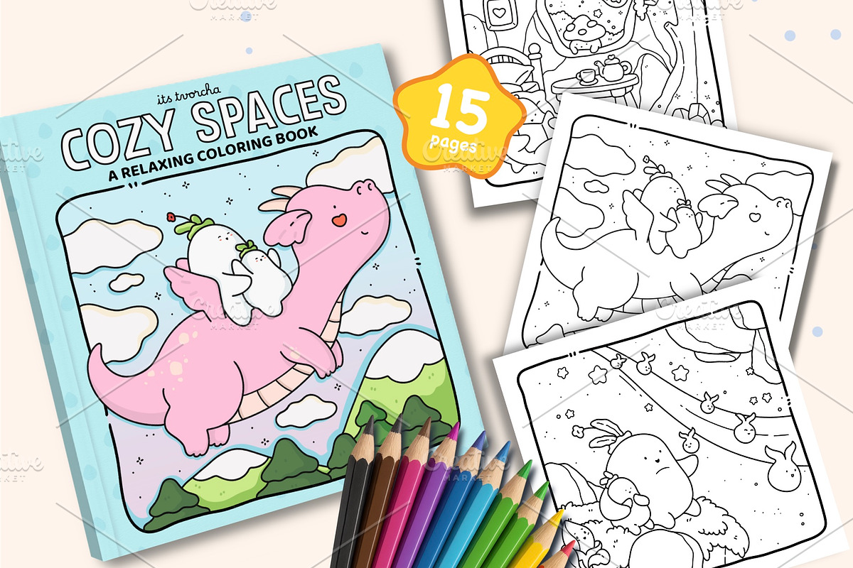 Cozy Spaces – Cute & Relaxing Digita, an Animal Illustration by Bold & Easy Coloring Book (Photo 1 of 3)