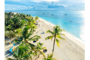 Aerial view of sandy beach with, a Nature Photo by den-belitsky