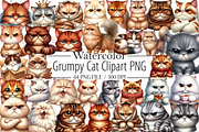 Cute Grumpy Cat Clipart PNG, an Illustration by Libby Wishes (Thumbnail 1 of 6)