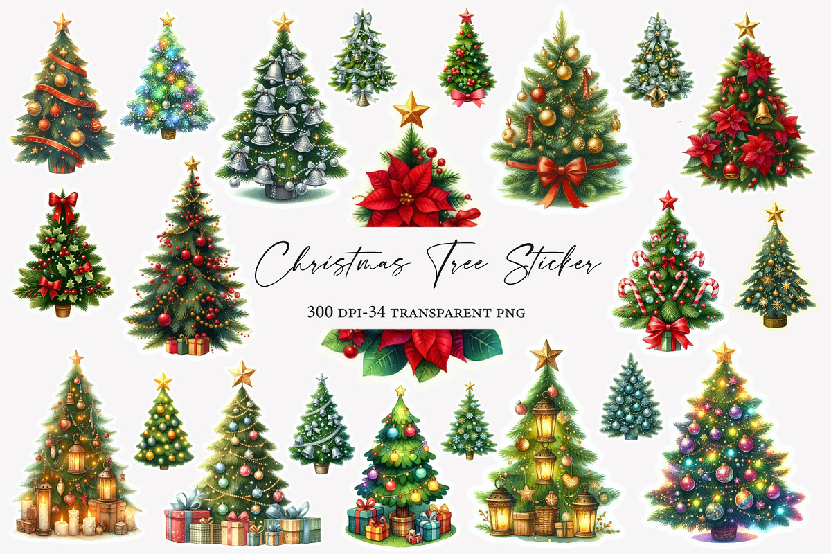 Christmas Tree Sticker Clipart, an Illustration by Designworld (Photo 1 of 5)