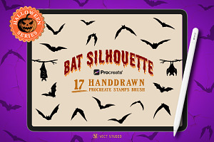 17 Bat Halloween Stamp Brushes