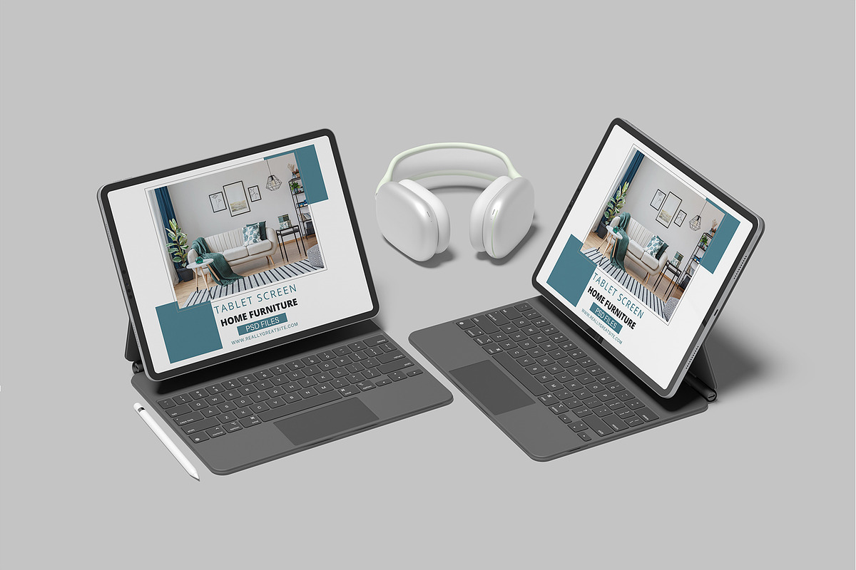 Tablet Pro With Keyboard Mockup, an iPad Mockup by lamorastudio (Photo 10 of 11)