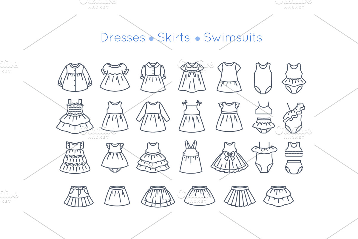 Baby Clothes Garment Thin Line Icons, an Outline Icon by Vectorikart (Photo 5 of 6)