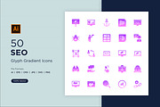 50 SEO Glyph Gradient Icons Set, a Solid Icon by shahsoft (Thumbnail 1 of 5)