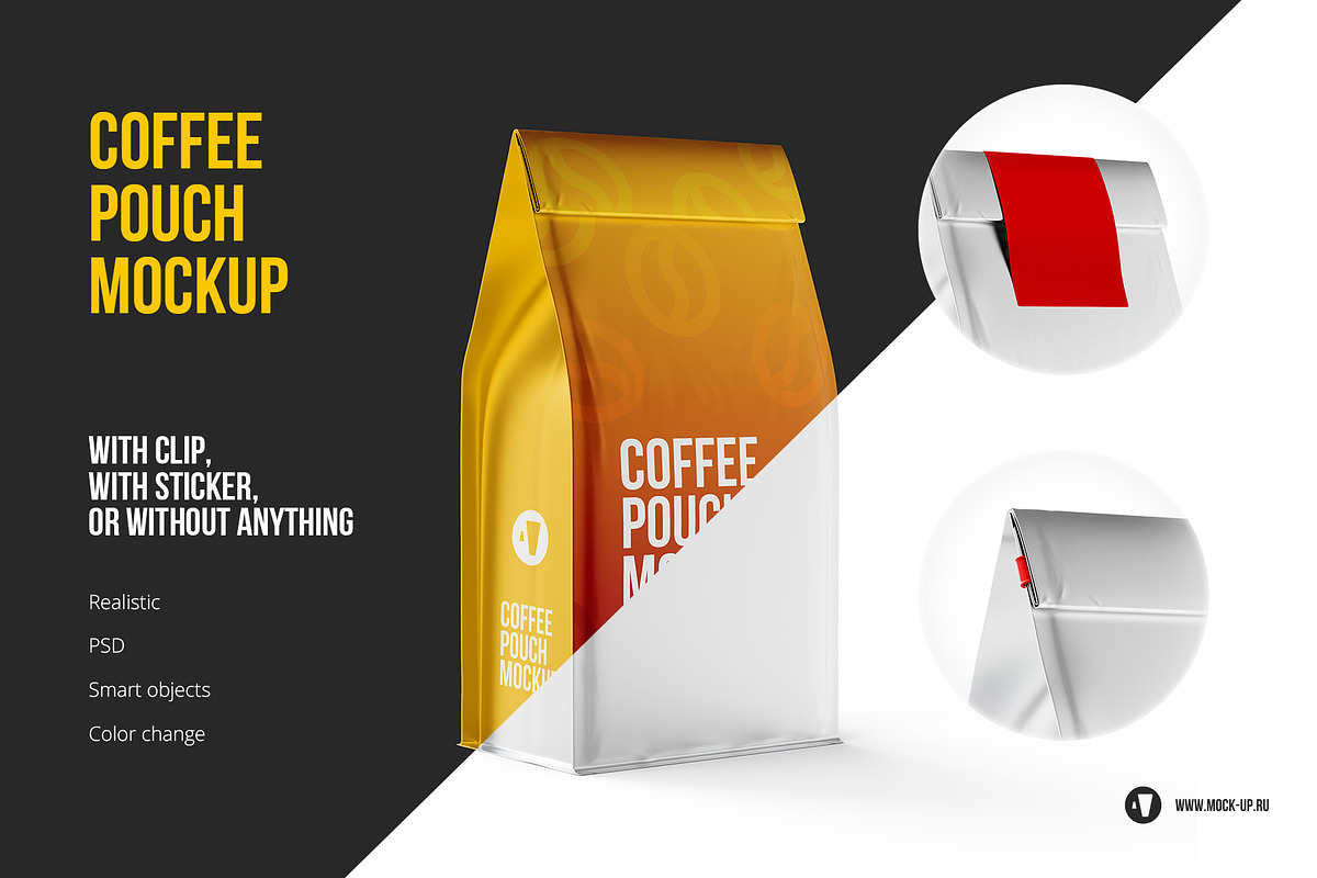 Coffee Pouch Back 3/4 view, a Packaging Mockup by easymock (Photo 1 of 7)