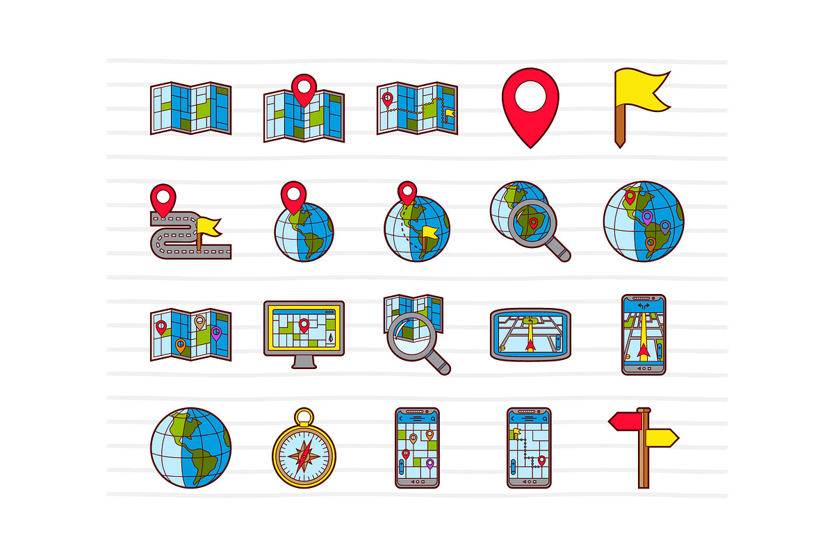Geolocation Color Line Icons, an Icon by doghead (Photo 3 of 3)