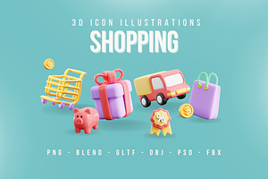 Shopping 3D Icons Pack