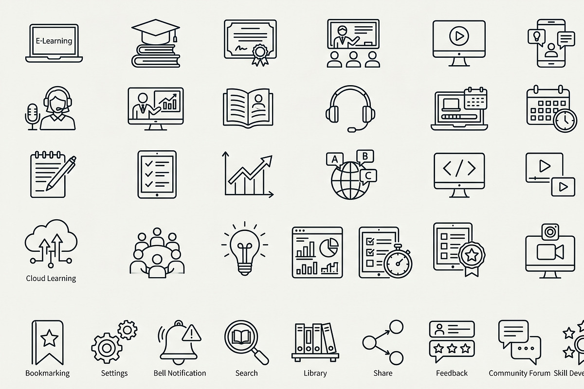 Bundle Online Learning Outline Icons, an Outline Icon by adenpinkstore (Photo 1 of 23)