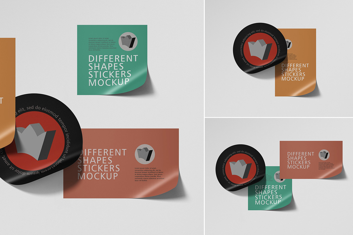 Different Shapes Stickers Mockup, a Packaging Mockup by Tahtagraphic (Photo 4 of 6)