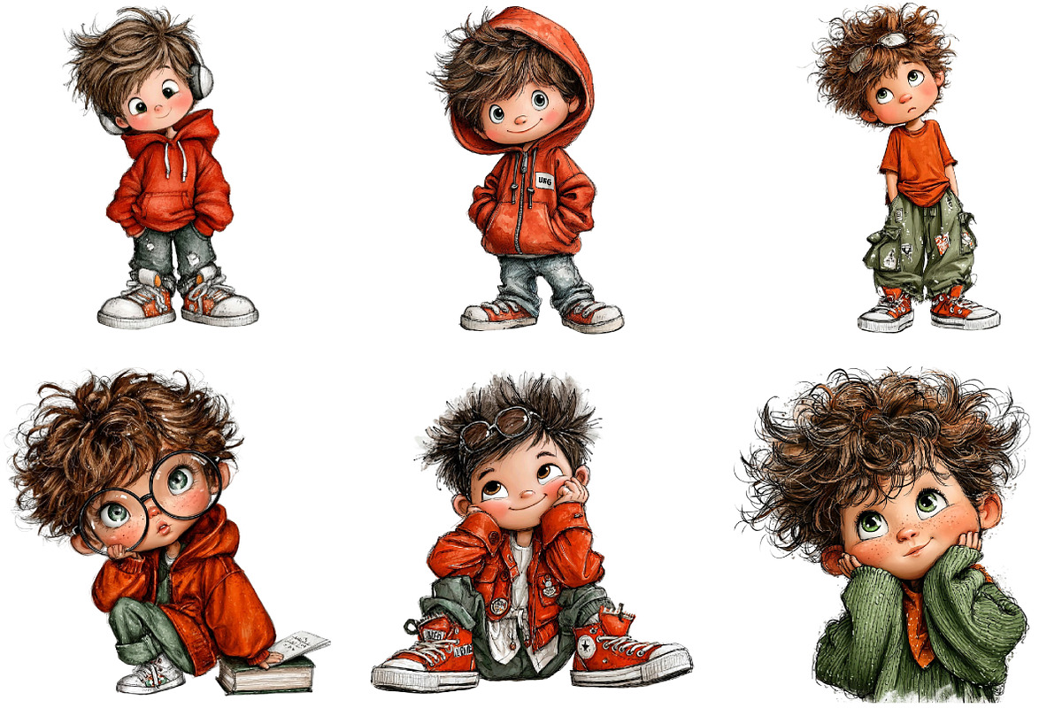 Whimsical Just Boys Clipart, an Illustration by DreamArtGraphic (Photo 2 of 5)