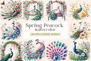 Spring Peacock Clipart, a Seasonal Illustration by DreamArtGraphic (Thumbnail 1 of 4)