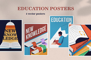 Education poster designs with books, an Education Illustration by Good Studio