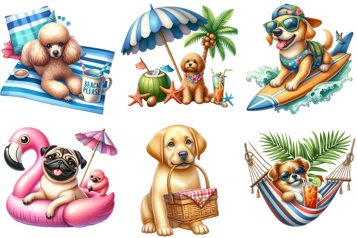 Dog Love Summer Clipart, an Illustration by Pixels.Craft (Photo 2 of 8)