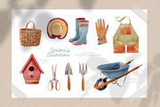 Gardening Tools Clipart, a Decorative Illustration by Julia M. Watercolor (Thumbnail 4 of 11)
