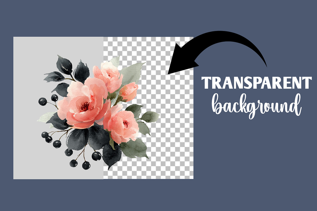 Black Pink and Silver Floral Clipart, an Illustration by Designworld (Photo 6 of 6)