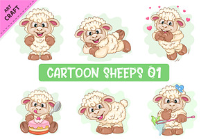 Set of Cartoon Sheeps 01. Clipart., an Animal Illustration by KENO Mascots