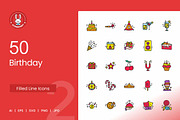 Birthday Filled Line Icons, an Icon by IconBunny (Thumbnail 1 of 2)