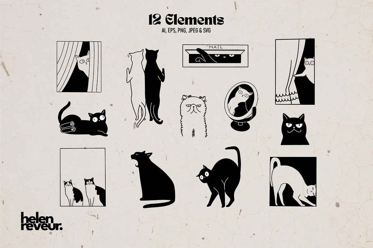 Funny Meme Cat Illustrations, an Animal Illustration by helenreveur (Photo 2 of 5)