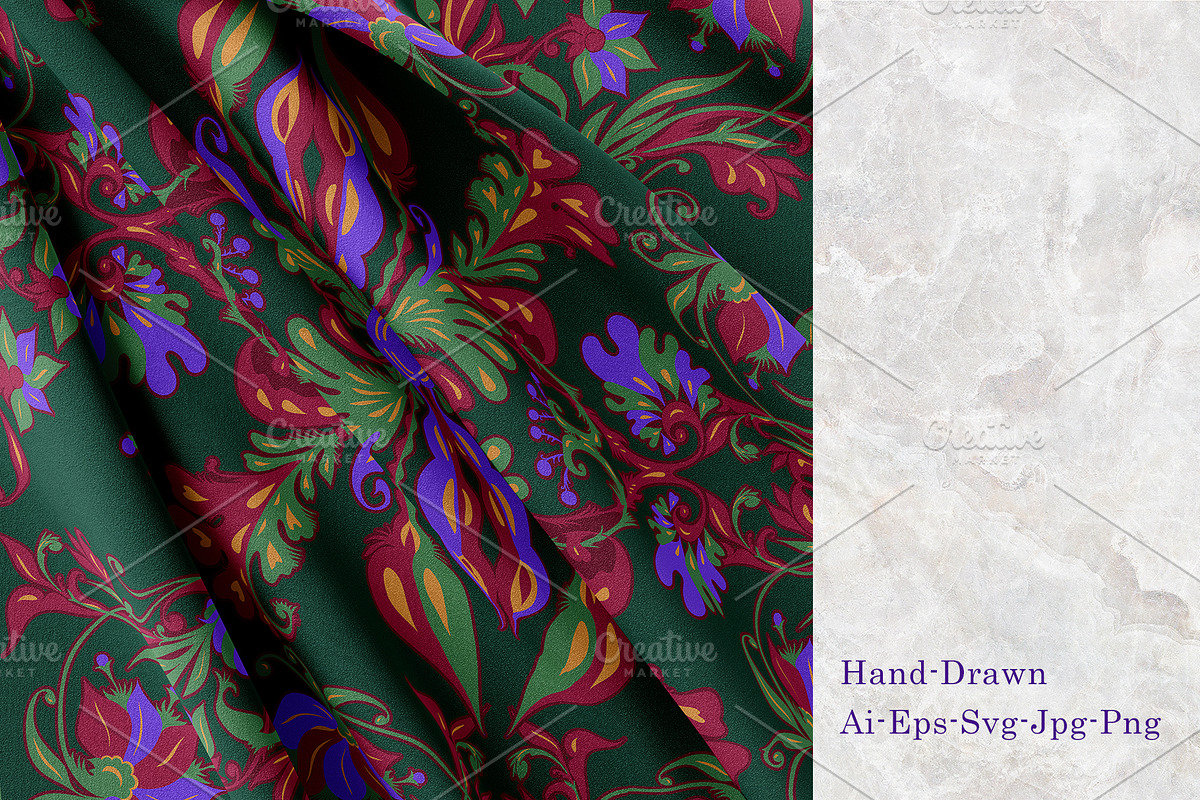 Midnight Botanical Silk Scarf, an Object Graphic by ilustrinna (Photo 3 of 9)