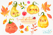 Cute Fall watercolor foxes clipart, an Animal Illustration by RivusArt (Thumbnail 2 of 6)